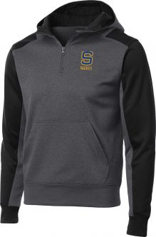 NEW - Sport-Tek  Fleece 1/4-Zip Hooded Sweatshirt, Graphite Heather/ Black